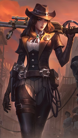 Caitlyn from League of Legends Sheriff Splash Art