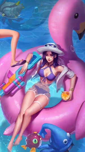 Caitlyn from League of Legends Pool Party Splash Art