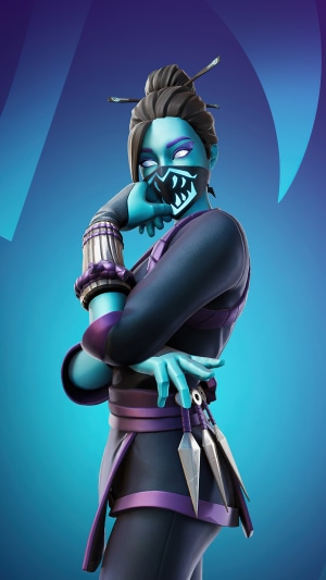 Fortnite Character with Blue Skin and Mask
