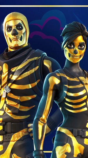 Fortnite Golden Skull Trooper and Skull Ranger characters