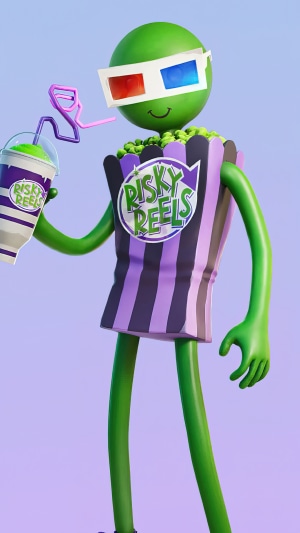 Fortnite character with popcorn and drink