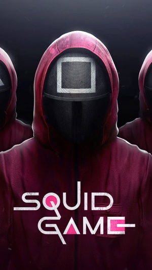 Squid Game TV Series Poster with Masked Figures