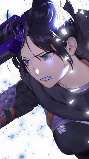 Wraith from Apex Legends holding a gun