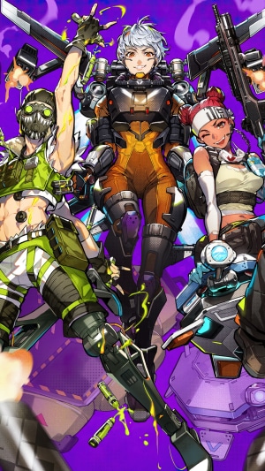 Octane, Valkyrie, and Lifeline from Apex Legends