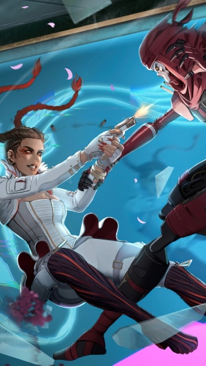 Loba and Revenant from Apex Legends in combat
