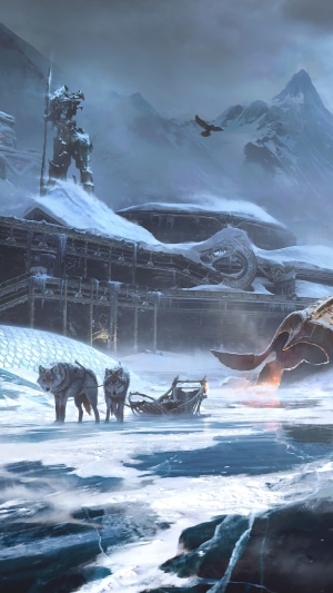 Kratos and Atreus' wolves in God of War Ragnarok