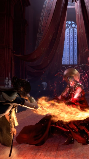 Frey from Forspoken fighting a red-robed figure