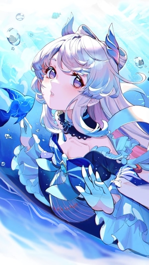 Sangonomiya Kokomi from Genshin Impact underwater