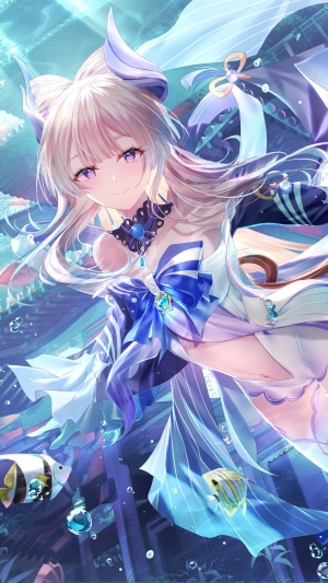Sangonomiya Kokomi from Genshin Impact underwater