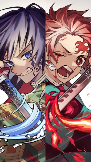 Giyu Tomioka and Tanjiro Kamado from Demon Slayer