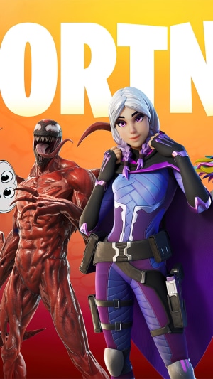 Carnage and a female character from Fortnite