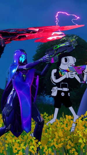 Fortnite characters with futuristic weapons