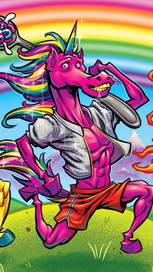 Fortnite Pink Unicorn Character with Rainbow Mane