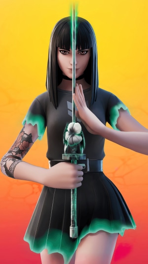 Character from Fortnite holding a sword