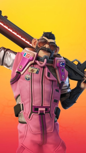 Peely from Fortnite holding a weapon