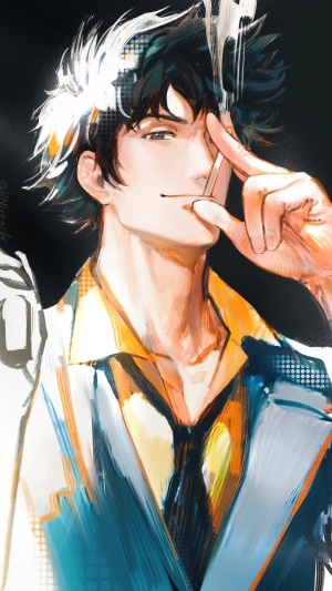 Spike Spiegel from Cowboy Bebop smoking