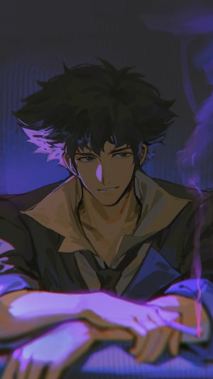 Spike Spiegel from Cowboy Bebop smoking