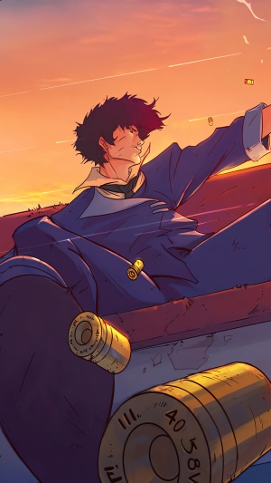Spike Spiegel from Cowboy Bebop in sunset