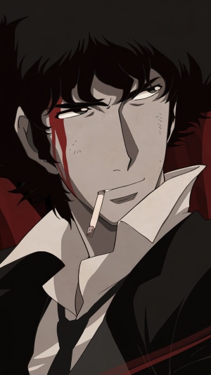 Spike Spiegel from Cowboy Bebop smoking