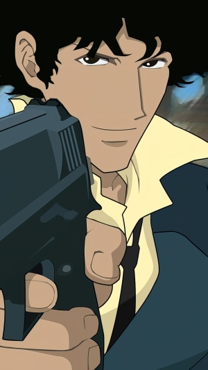 Spike Spiegel from Cowboy Bebop holding a gun