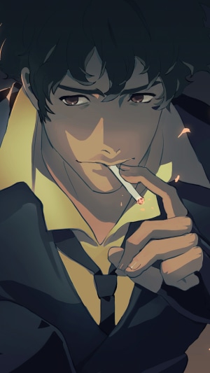 Spike Spiegel from Cowboy Bebop smoking
