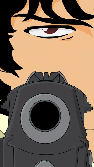 Spike Spiegel from Cowboy Bebop aiming a gun