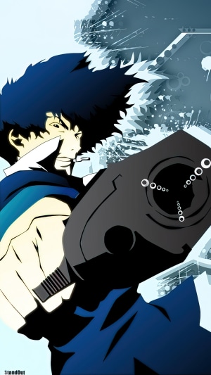 Spike Spiegel from Cowboy Bebop holding a gun