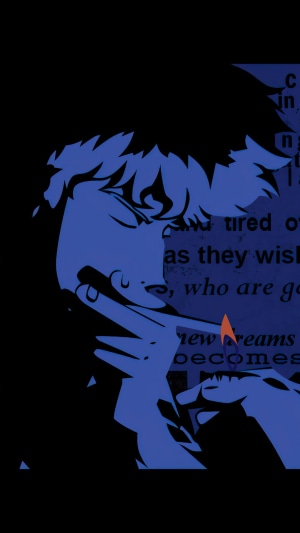 Spike Spiegel from Cowboy Bebop smoking
