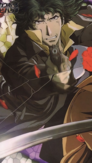 Spike Spiegel from Cowboy Bebop holding a gun