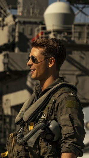 Top Gun Maverick pilot on aircraft carrier