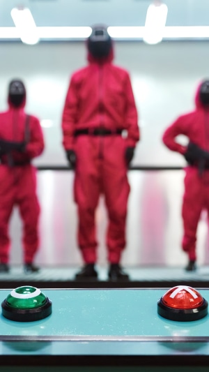 Squid Game guards with buttons