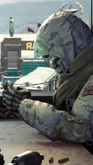 Ghost from Call of Duty Mobile in a snowy environment