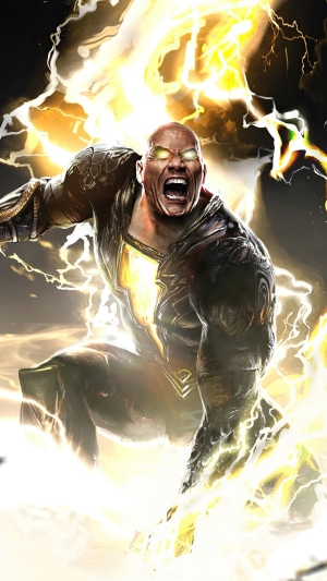 Black Adam from DC Comics surrounded by lightning