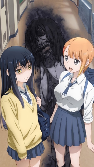 Mieruko-Chan: Miko Yotsuya and Hana Yurikawa with a ghost