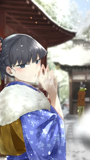Shouko Komi in Kimono in Winter