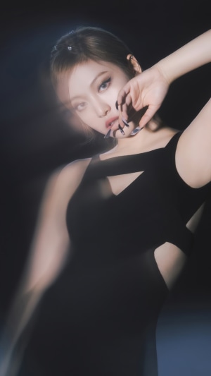 Ningning from Aespa in a black dress