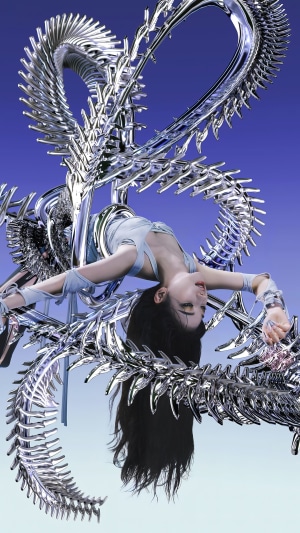 Karina from Aespa with a metallic dragon