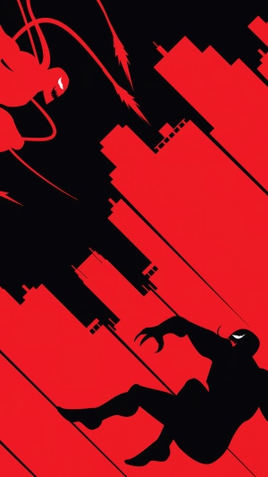 Venom and Carnage fighting in a city
