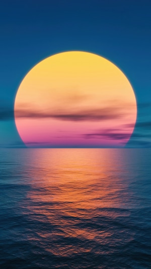 Sunset over the ocean with reflection