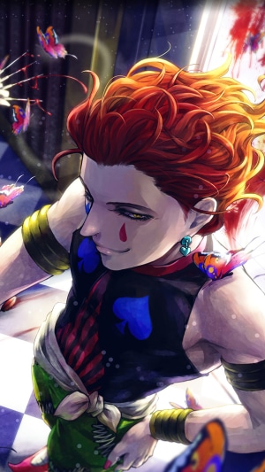 Hisoka Morow from Hunter X Hunter with butterflies