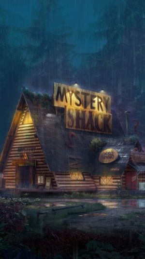 Mystery Shack from Gravity Falls in the rain