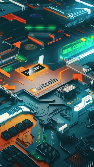 Bitcoin and Cryptocurrency Exchanges Circuit Board
