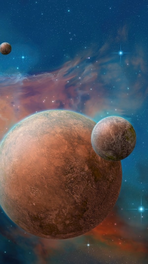 Planets and Nebula in Outer Space