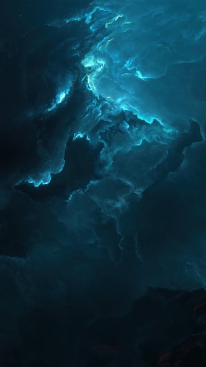 Blue and teal nebula in deep space
