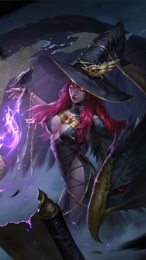 Witch with a raven and a scroll