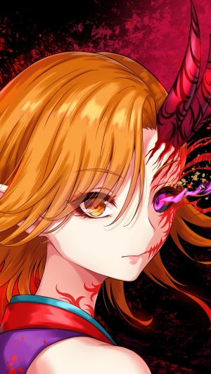 Anime girl with devil horns and markings