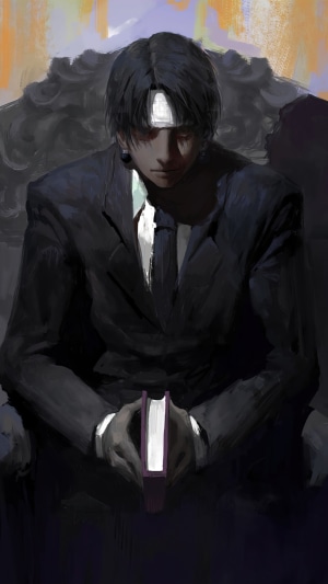 Chrollo Lucilfer from Hunter X Hunter in a suit
