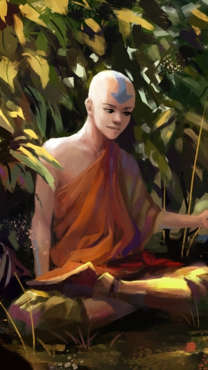 Aang from Avatar The Last Airbender in a forest
