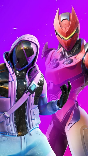 Fortnite characters in pink and red armor