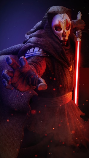 Darth Nihilus from Star Wars: Knights of the Old Republic holding a lightsaber